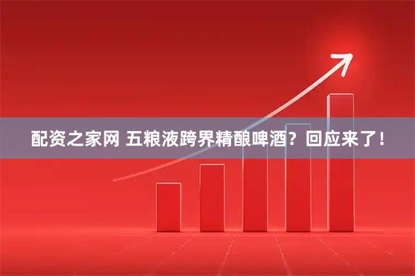 配资之家网 五粮液跨界精酿啤酒？回应来了！