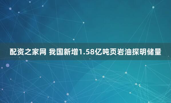 配资之家网 我国新增1.58亿吨页岩油探明储量